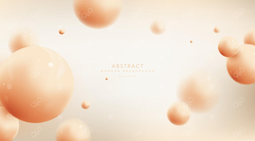 ترکیب توپ‌های سه‌بعدی انتزاعی: کره‌ها با افکت محو.