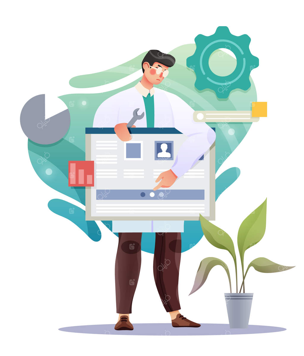 پزشک یا دانشمند در حال تحقیق و تحلیل - تصویر برداری وکتور