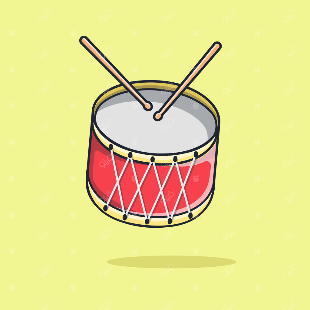 تصویرسازی ساز موسیقی درام، وکتور، آیکون تخت، طراحی تخت