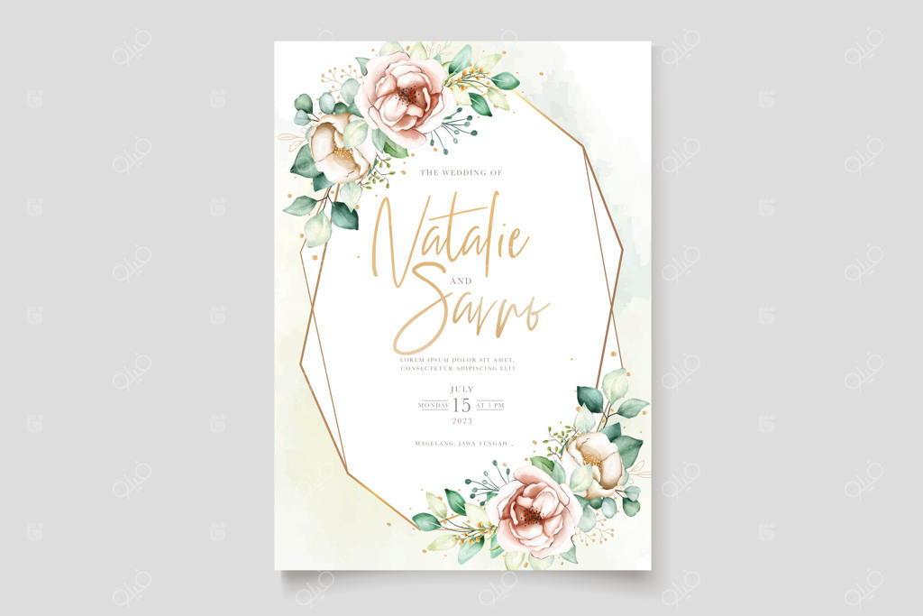 ست کارت دعوت شیک با طرح گل صد تومانی و هورتانسیا