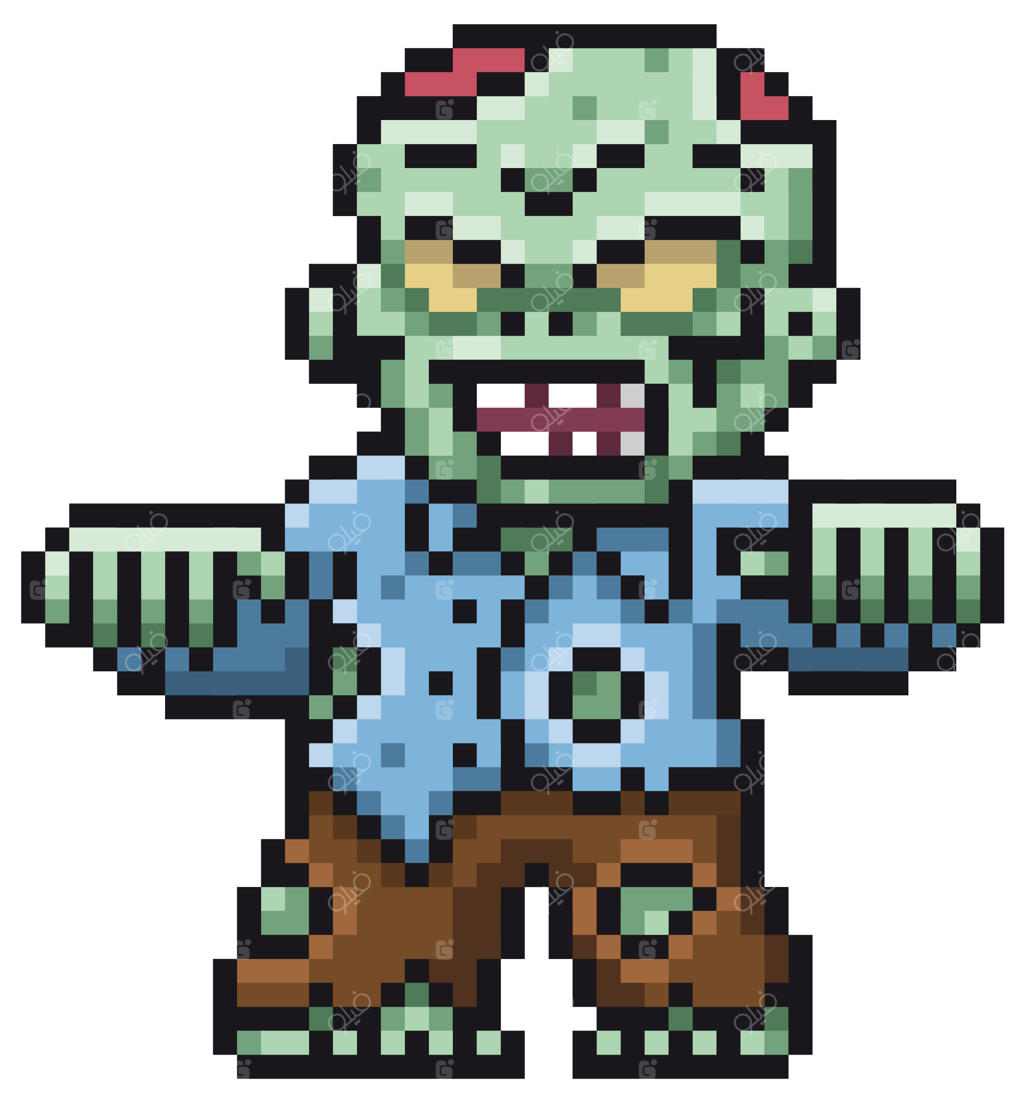 طراحی پیکسل زامبی کارتونی