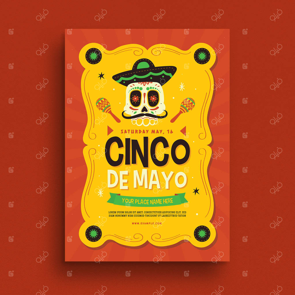 فلایر زرد و قرمز جشن سینکو د مایو