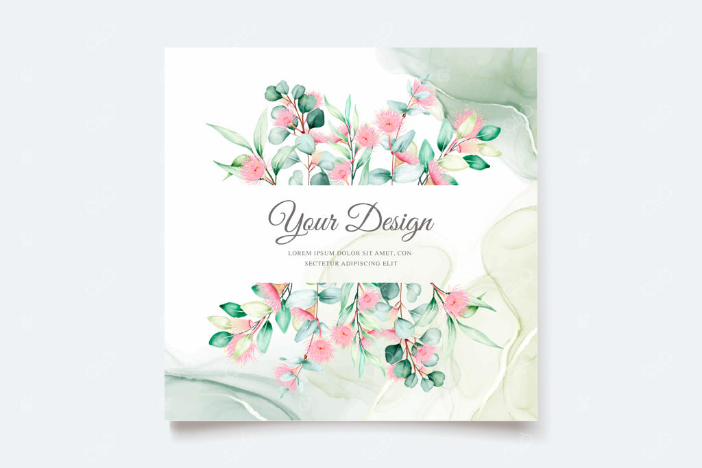 کارت دعوت عروسی با طرح گل اکالیپتوس