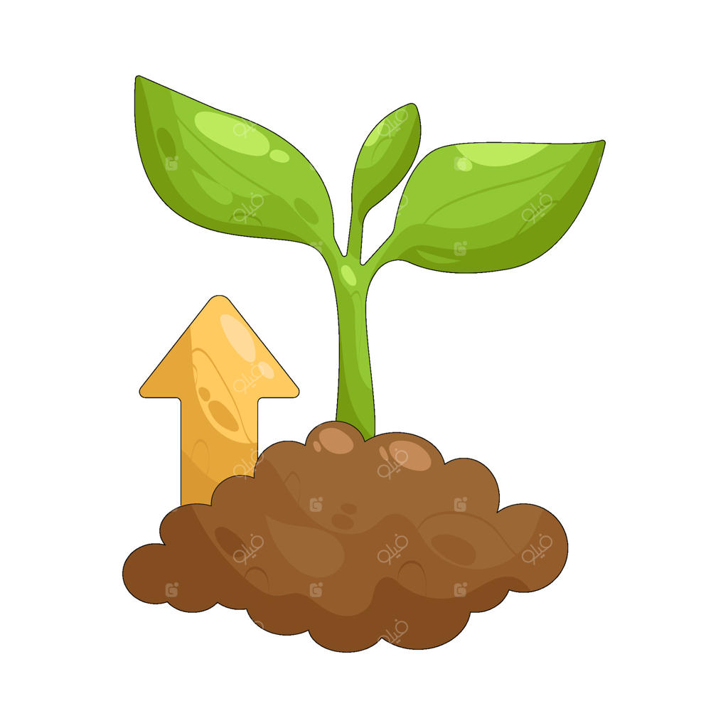 تصویرسازی رشد گیاه با فلش رو به بالا - وکتور حرفه‌ای