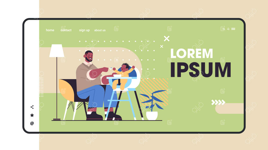 پدر آفریقایی-آمریکایی در حال غذا دادن به پسر کوچکش روی صندلی کودک – مفهوم پدری و والدگری، پدر در حال گذراندن وقت با نوزاد در خانه