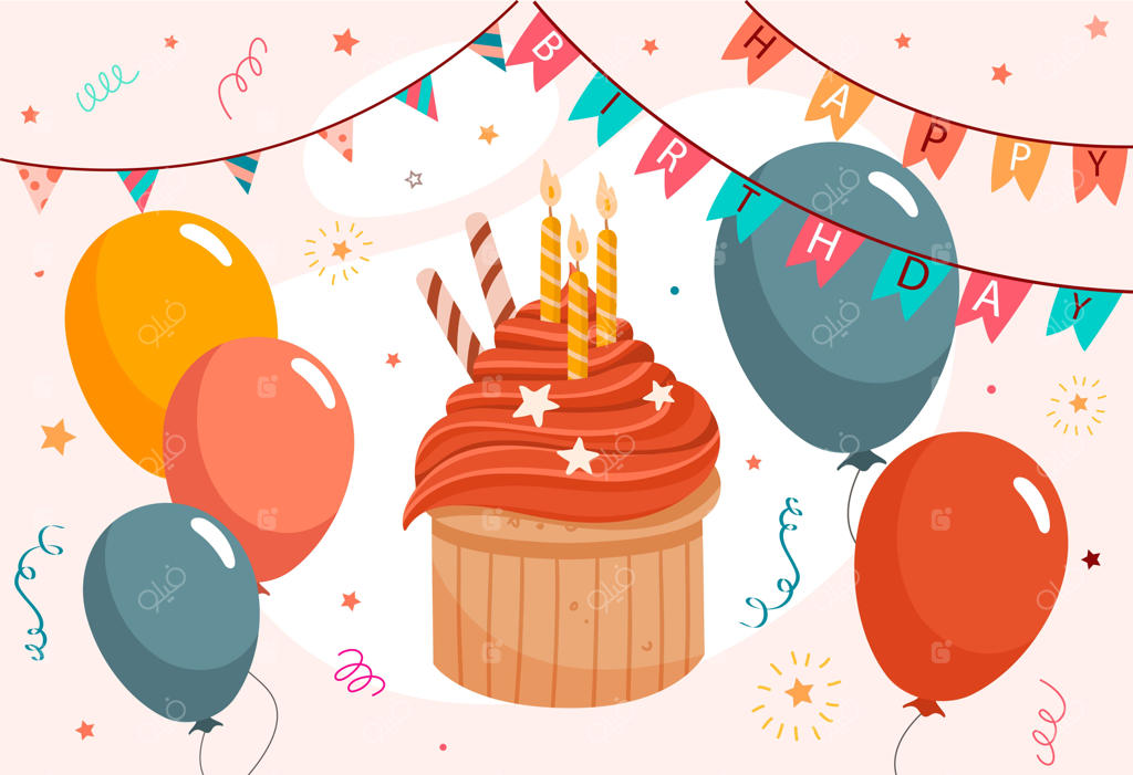 کیک تولد با بادکنک‌ها