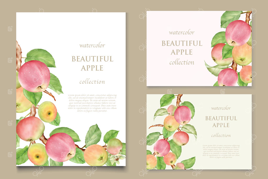 مجموعه کارت سیب نقاشی آبرنگی