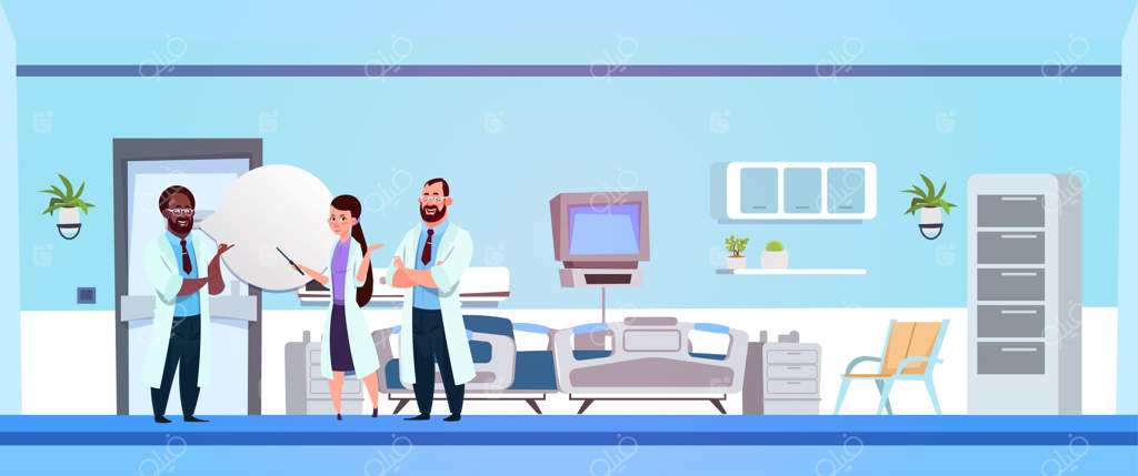 گروه پزشکان در حال گفتگو در بیمارستان