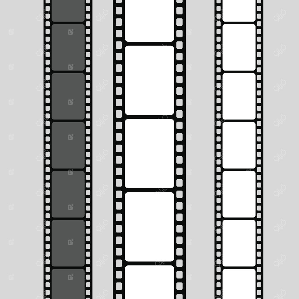 ست نوار فیلم. نوار سینمایی ۳۵ میلی‌متری با فریم اسلاید خالی، عکس نگاتیو تک رنگ، فیلم قدیمی کلاسیک