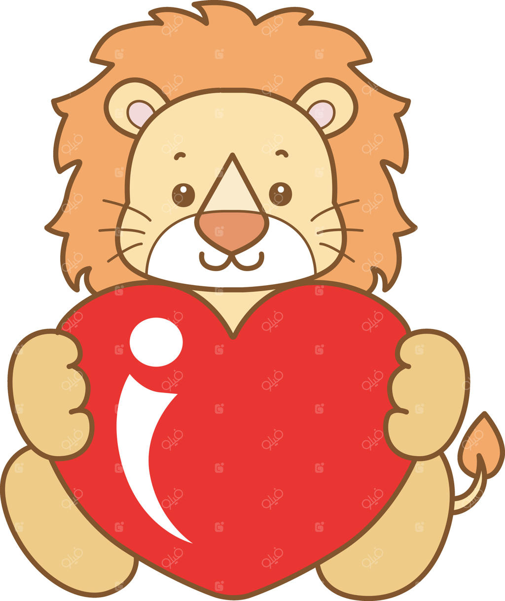 شیر بچه یک قلب قرمز می‌آورد.