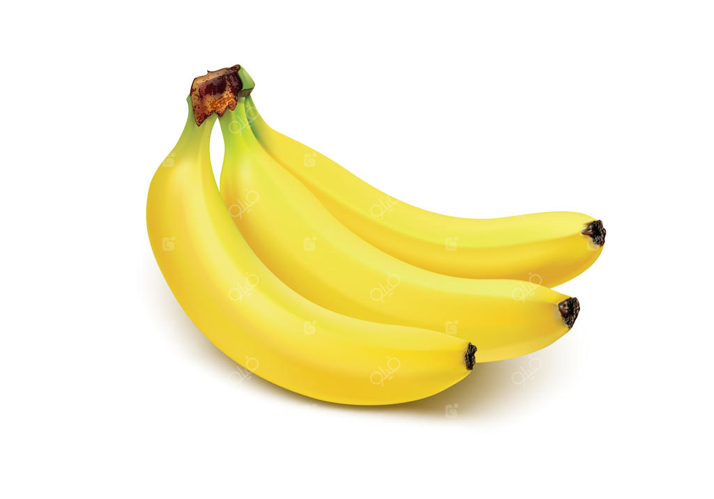 موزهای رسیده روی زمینه سفید.