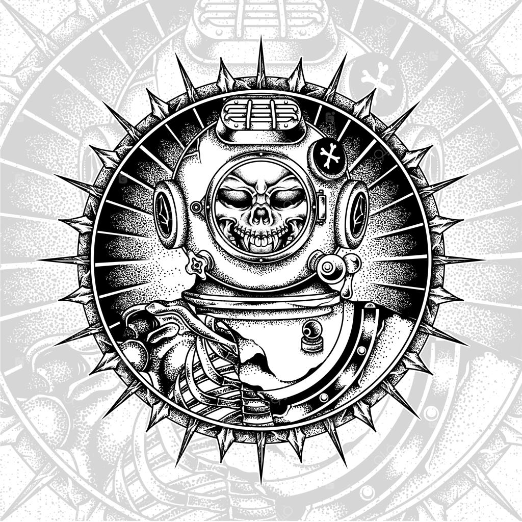 تصویر کلاه غواصی با جزئیات و قابل ویرایش