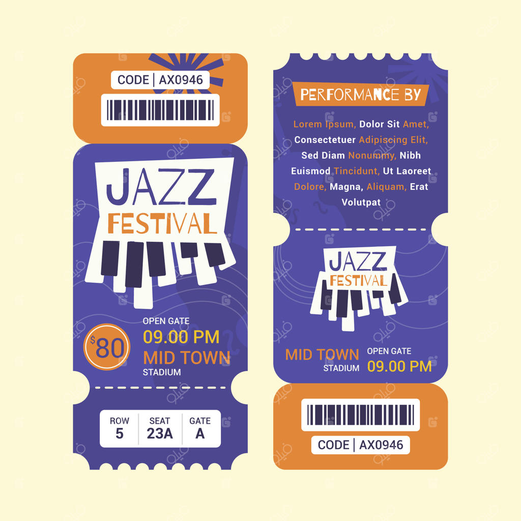 قالب بلیط کنسرت نقاشی شده با دست