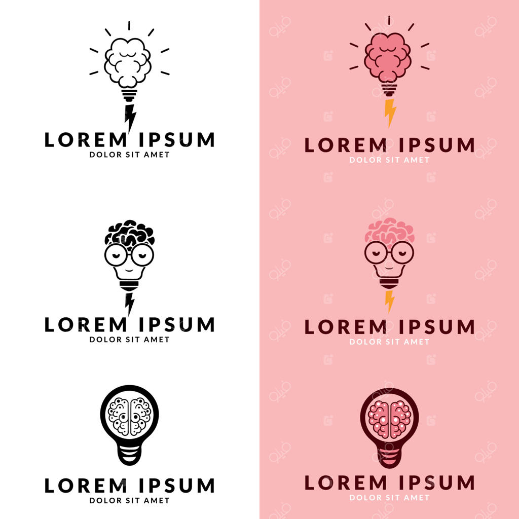 طراحی آیکون مغز و لامپ؛ نماد خلاقیت، ایده خلاقانه، ذهن و تفکر