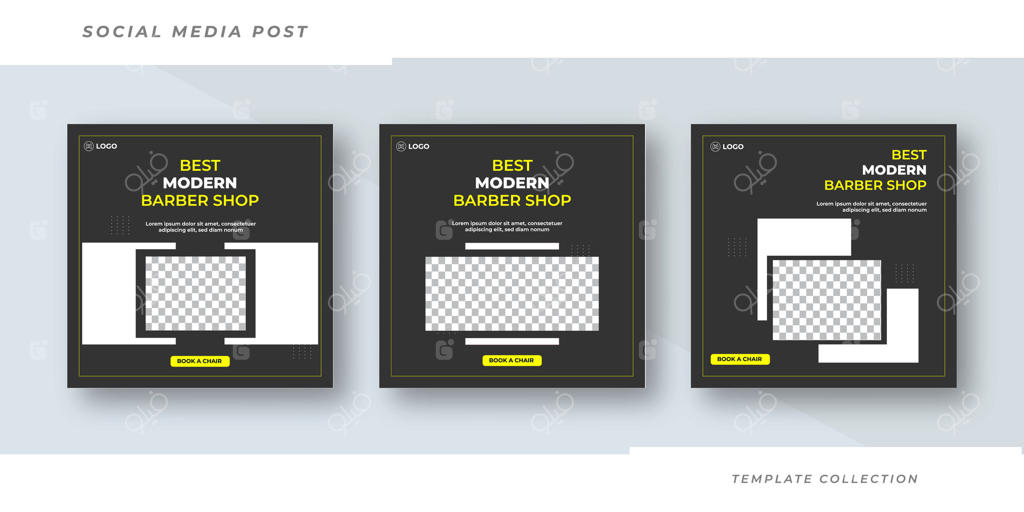 مجموعه قالب‌های شبکه‌های اجتماعی برای کسب و کار آرایشگاه، پرو وکتور