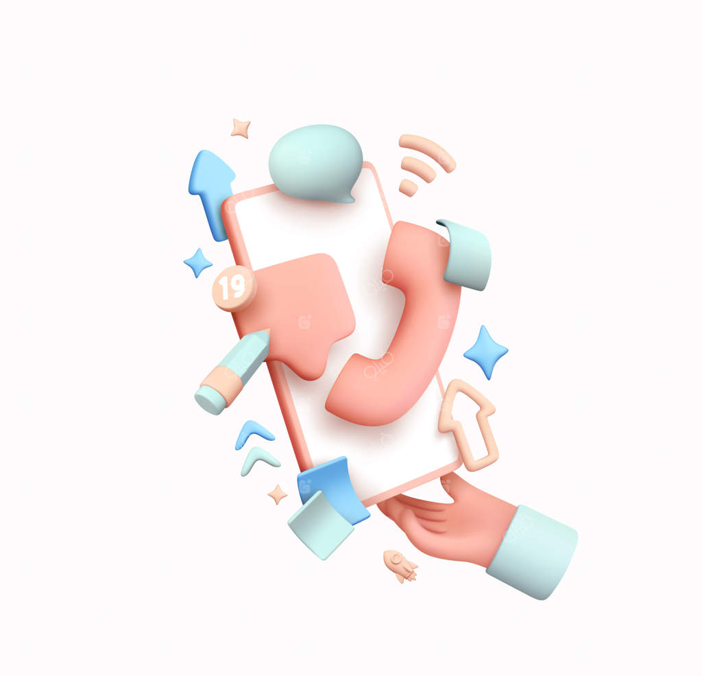 ایده خلاقانه سه‌بعدی برای شبکه‌های اجتماعی با طراحی واقع‌گرایانه. شبکه اجتماعی آنلاین. برنامه‌های ارتباطی کسب‌وکار. زمان بازاریابی. گوشی موبایل در دست با آیکون‌های حجمی. تصویرسازی وکتور.