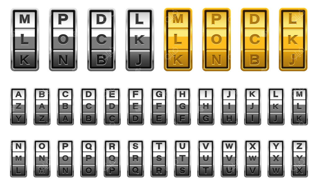 تصویر طراحی قفل ترکیبی در پس‌زمینه سفید