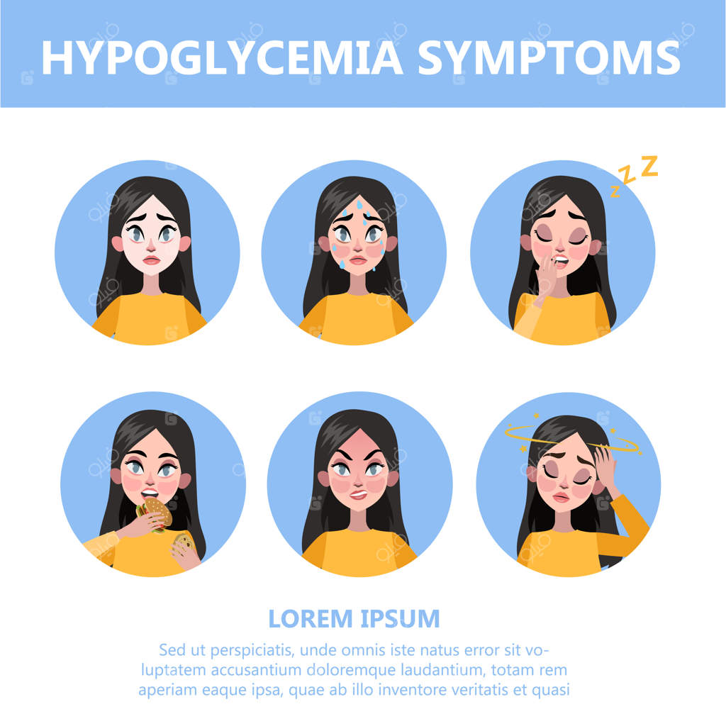 اینفوگرافیک علائم هیپوگلیسمی: پایین بودن سطح قند خون در بدن
