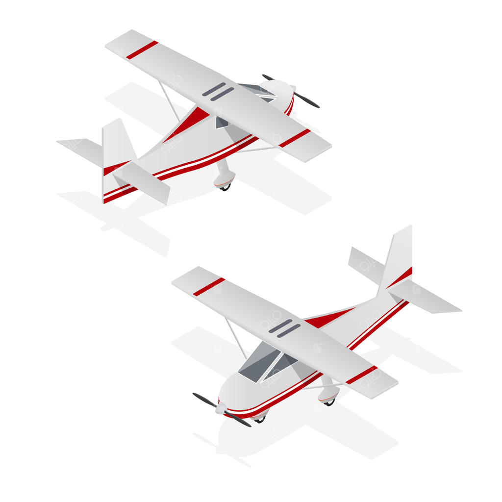 مجموعه‌ای از هواپیماها در نمای ایزومتریک