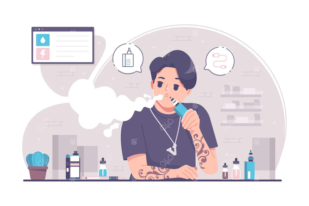 تصویرسازی مفهومی از اعتیاد به ویپ