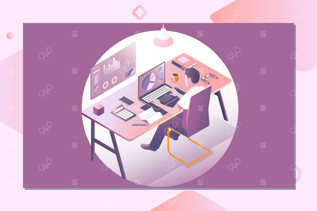 مردی که با لپ‌تاپ کار می‌کند