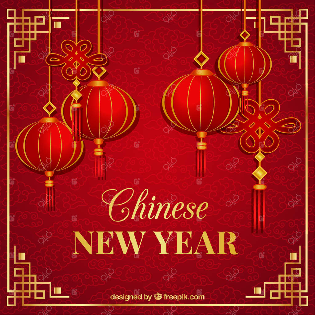 پس‌زمینه سال نو چینی با فانوس‌ها