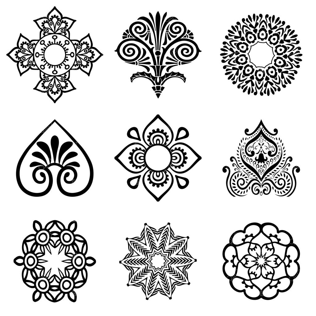 مجموعه وکتور داماسک شرقی برای کارت دعوت عروسی.