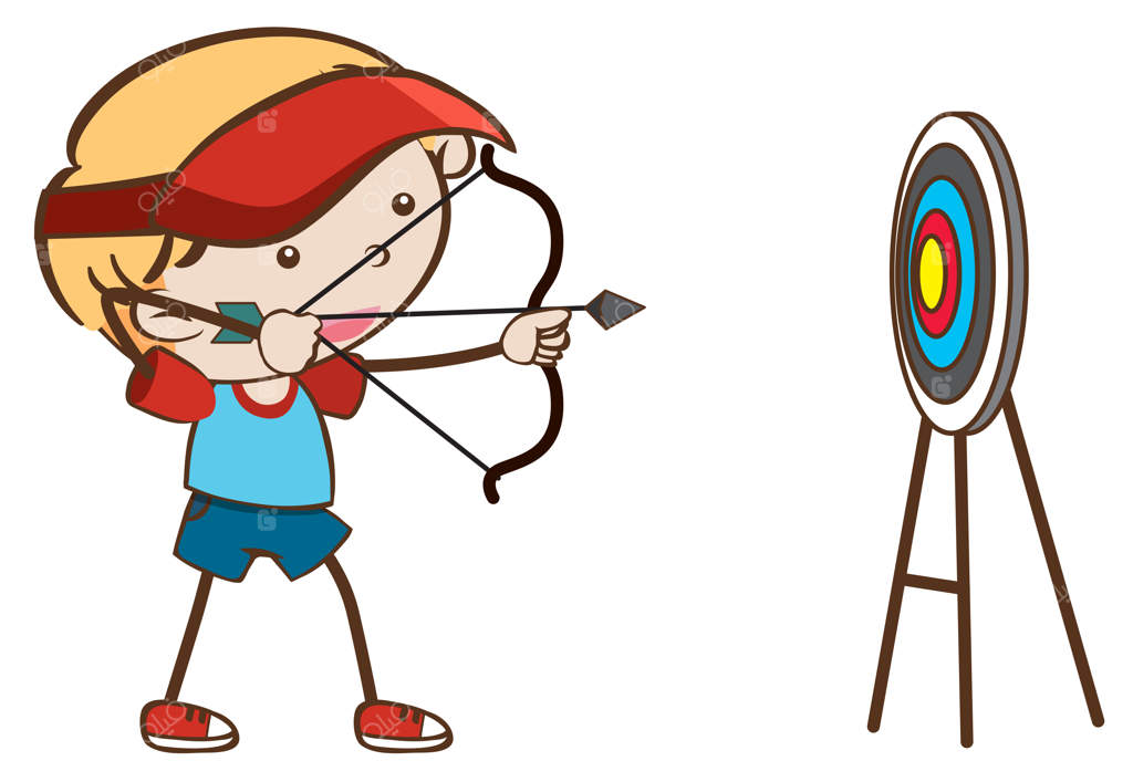 پسری کمان به دست در پس‌زمینه سفید