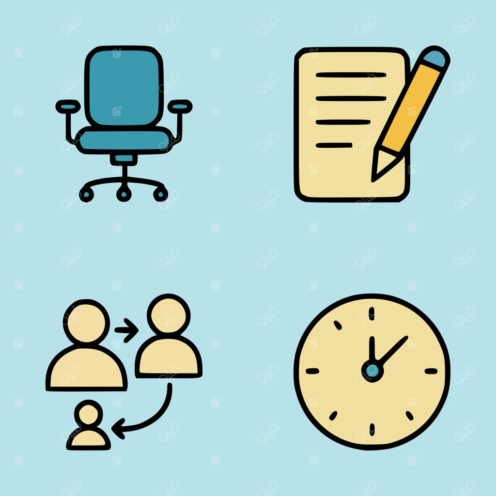 وکتور حرفه‌ای آیکون‌های اداری ضروری برای افزایش بهره‌وری