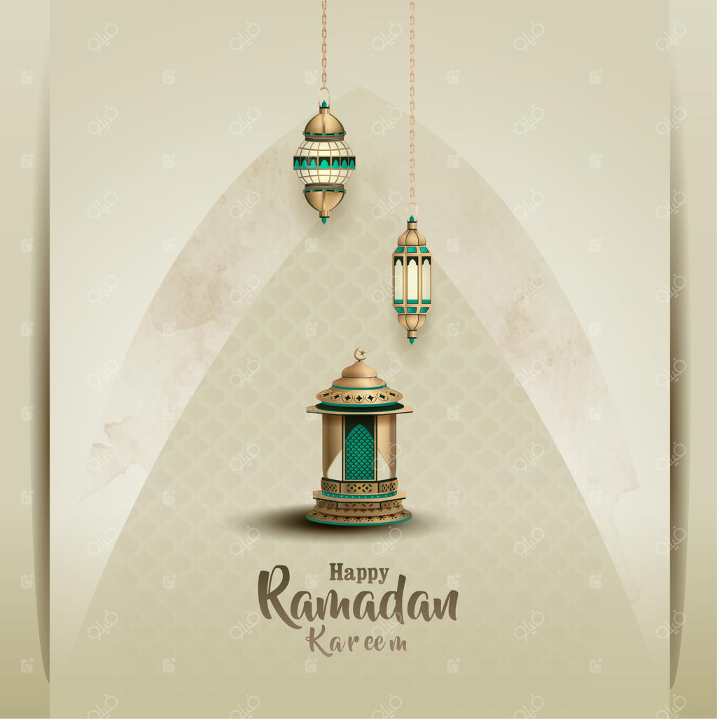 طرح کارت تبریک رمضان کریم با فانوس زیبا
