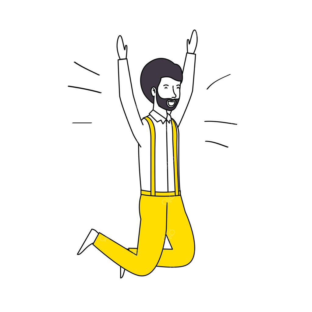 مردی در حال شادی با دستان بالا