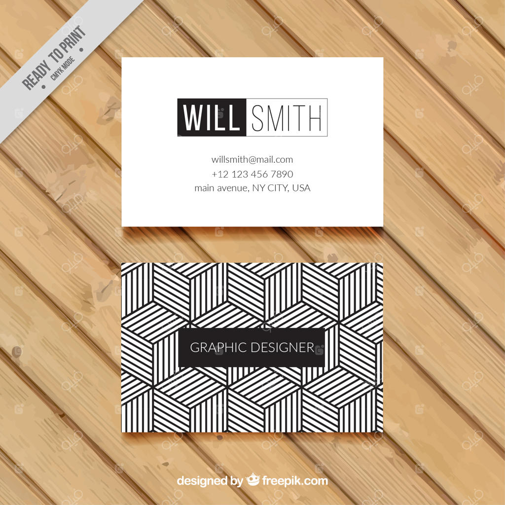 کارت ویزیت هندسی به رنگ سیاه و سفید