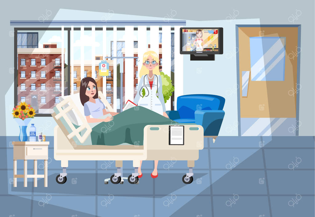 اتاق بیمارستان: بیماری در تخت بستری است