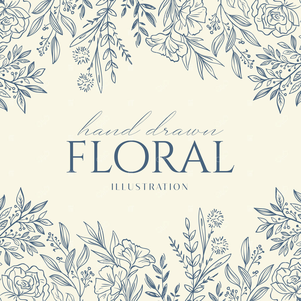 طرح پس‌زمینه و پترن گل و گیاه تک‌خطی و شیک با تم عروسی