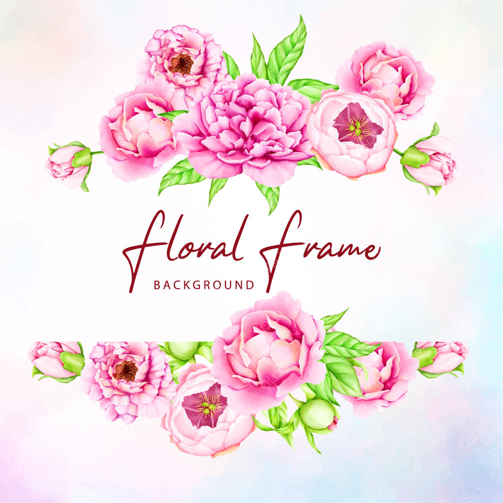 قالب دعوتنامه عروسی با طرح گل‌های صد تومانی آبرنگی