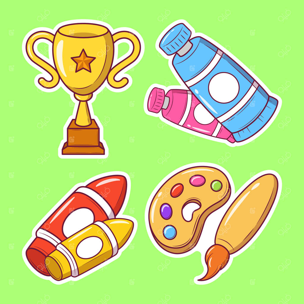 بازگشت به مدرسه: نقاشی کارتون دستی - برچسب و رنگ‌آمیزی دودل