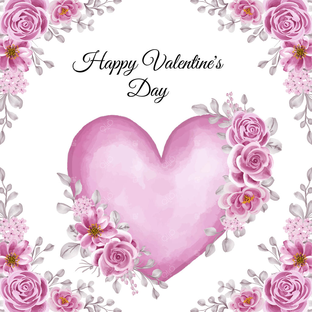 روز ولنتاین مبارک با قاب گل رز صورتی