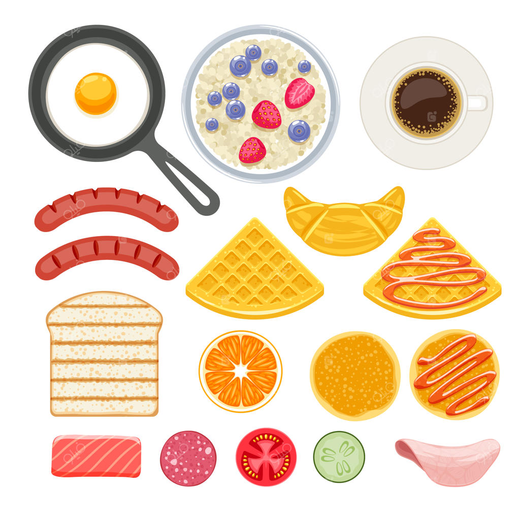 مجموعه آیکون‌های مواد غذایی صبحانه