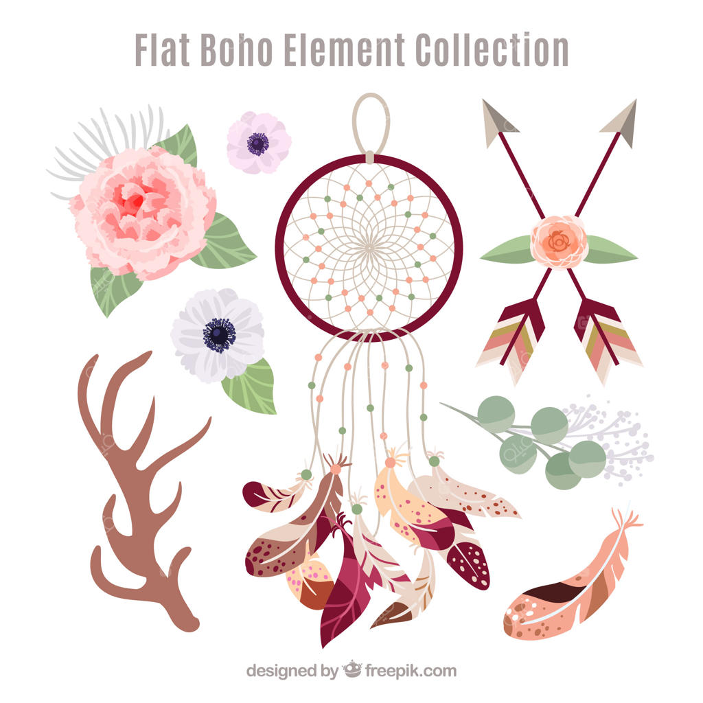 مجموعه‌ای از عناصر بوهو با طراحی تخت