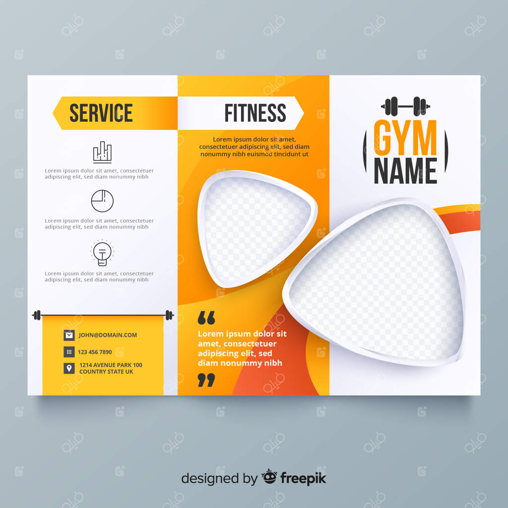 بروشور سه‌لتّه‌ای باشگاه بدنسازی