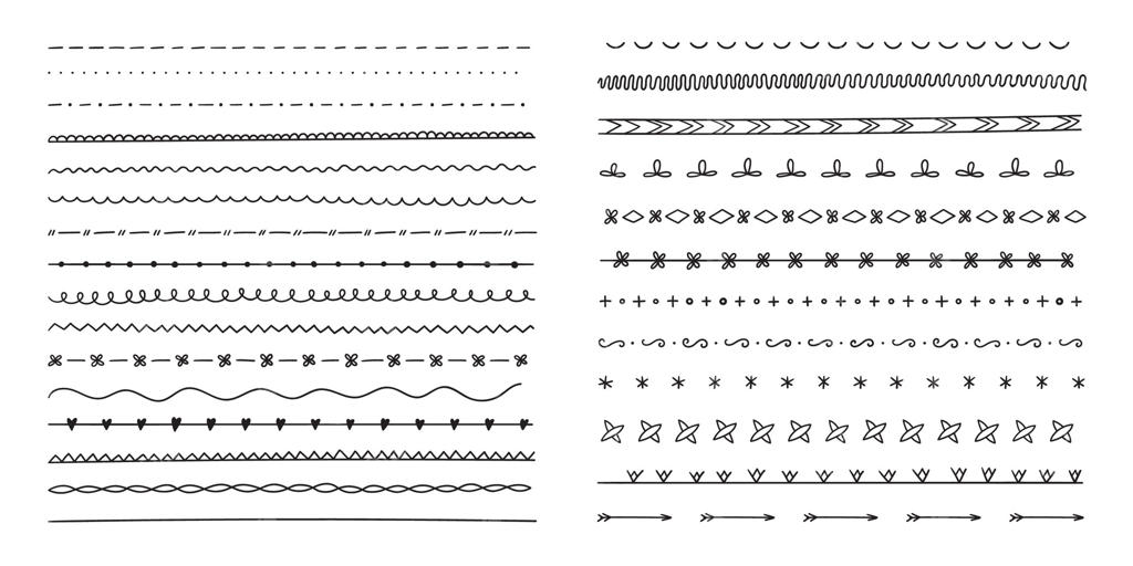 المان‌های طراحی کادر و حاشیه متن؛ مجموعه خطوط و جداکننده‌های دستی و طرح‌های دودل