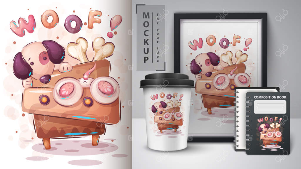 سگ روی میز آرایش - تصویرسازی و محصولات جانبی