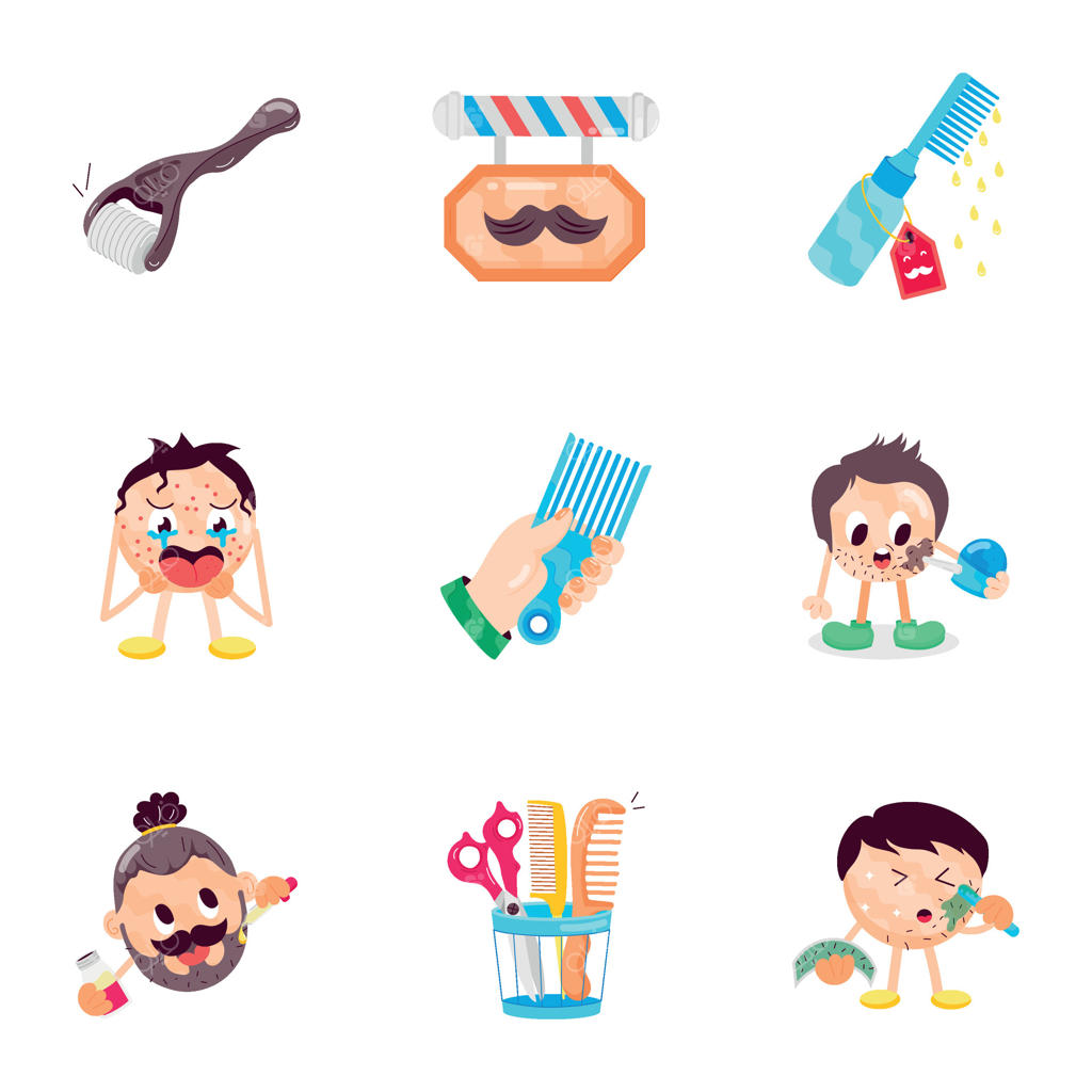 مجموعه برچسب‌های آرایشگاه به سبک تخت