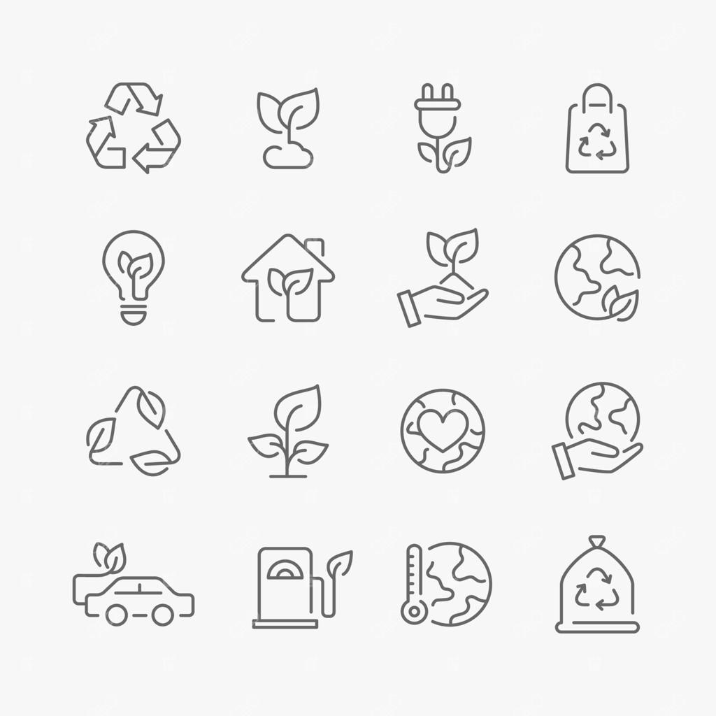 آیکون‌های خطی ساده برای روز زمین و محیط‌ زیست