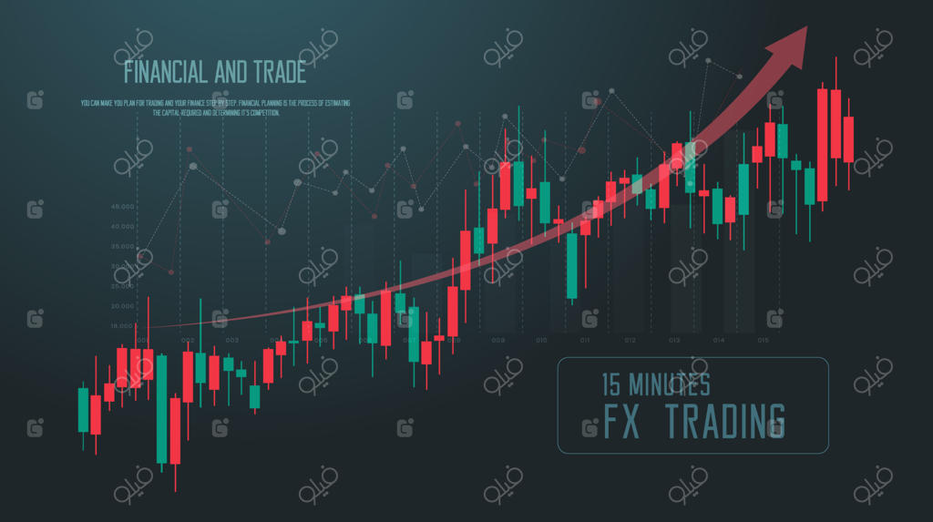 مفهوم گرافیکی نمودار روند صعودی بازار بورس و معاملات فارکس؛ مناسب برای سرمایه‌گذاری مالی، روندهای اقتصادی و طراحی‌های تجاری
