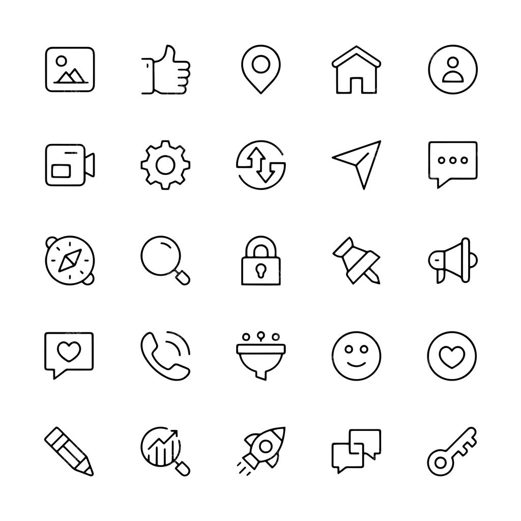 مجموعه آیکون‌های خطی شبکه‌های اجتماعی