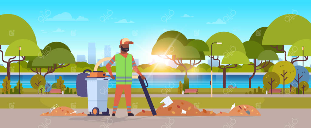 رفتگر خیابان با جاروبرقی صنعتی