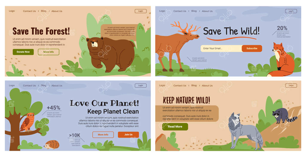 طرح بنر وب برای نجات حیوانات جنگلی