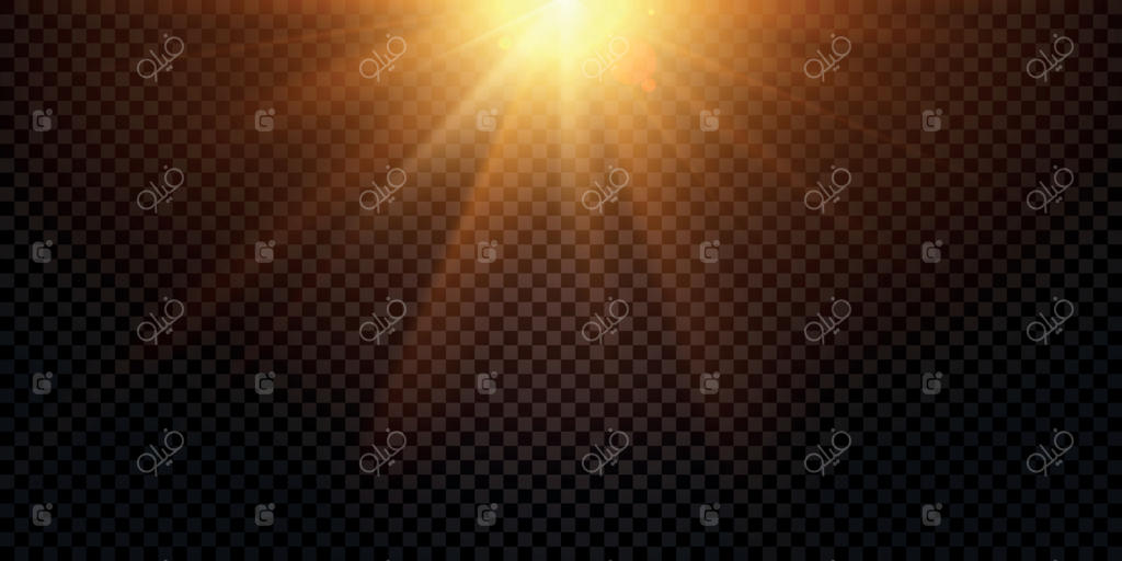 پرتوهای نور گرم: درخشش جادویی لنز، تابش خورشید و تابش چراغ ها - تصویرسازی وکتور جدا شده