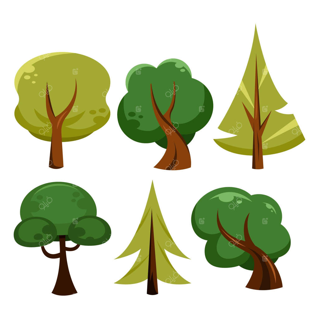 مجموعه‌ای از درختان با طراحی تخت